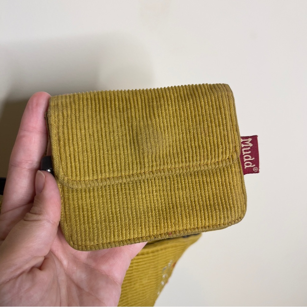 Vtg Y2K MUDD Corduroy Mini Bag Purse Yellow Classic Phone Case Pouch - Picture 10 of 16